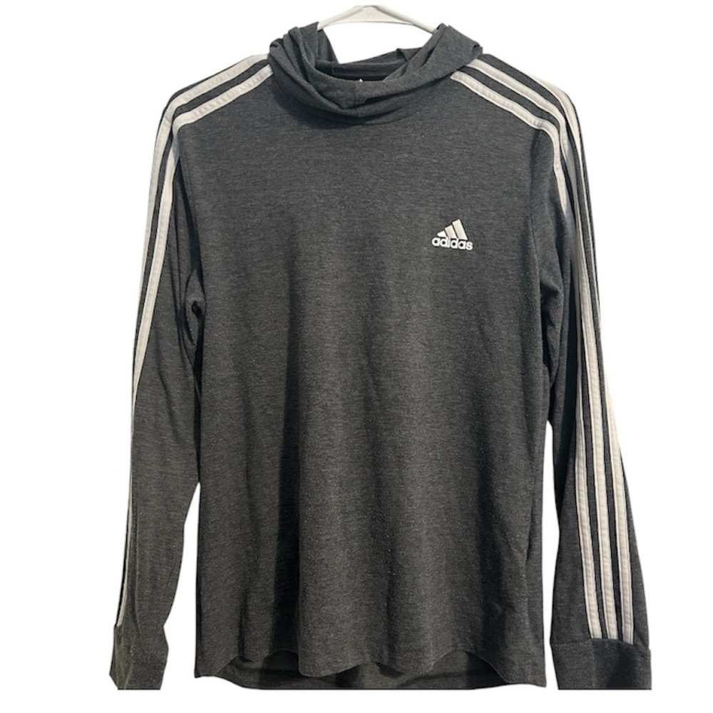 Adidas Primegreen Gray Long Sleeve Front Logo Aeroready Sweater Pullover
